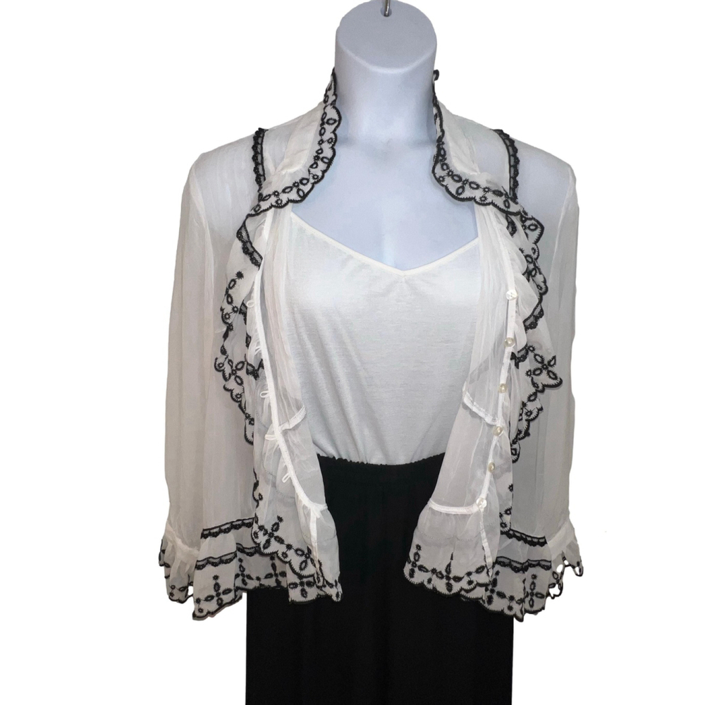 Vintage Patra Women's Blouse tank top and Culottes Set, Size 14, White Black - Picture 5 of 6
